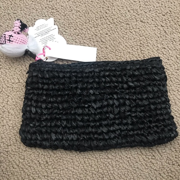 House of Mua Mua I love Karl Lagerfeld Straw Clutch Mua Mua Bag - Picture 4 of 4